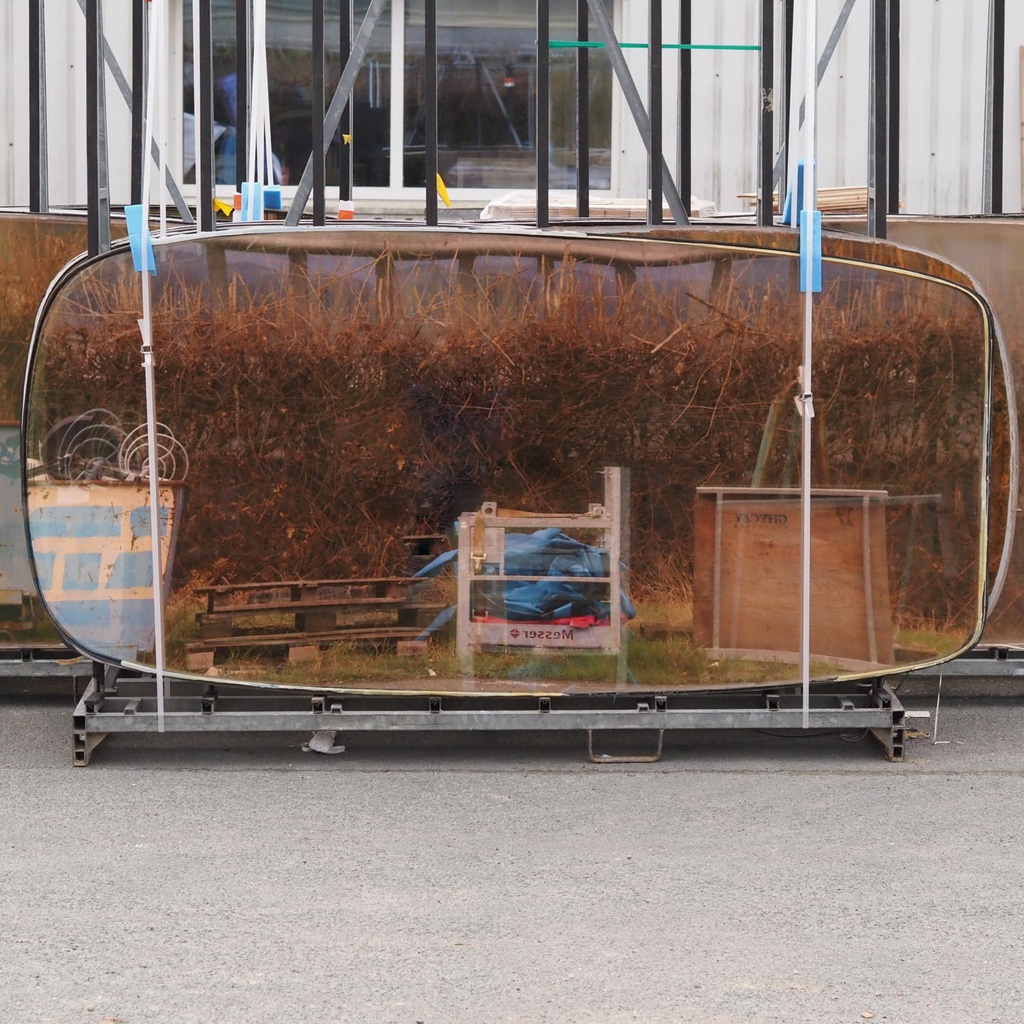 Large glass window from CBR Building by Constantin Brodzki & Marcel Lambrichs (ca. 1970)