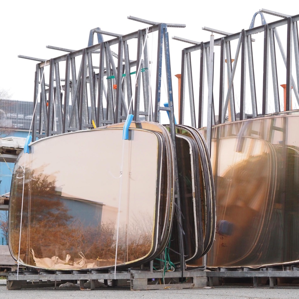 Large glass window from the ground floor of the CBR Building by Constantin Brodzki & Marcel Lambrichs (ca. 1970)