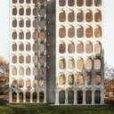 Large glass window from the ground floor of the CBR Building by Constantin Brodzki & Marcel Lambrichs (ca. 1970)