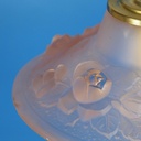 Hanging light in pink ornate glass by Muller Frères (Lunévile, France)