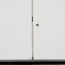 Sideboard with stainless steel frame and white laminate panels - Lock cylinder at the bottom