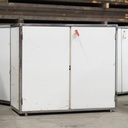 Sideboard with stainless steel frame and white laminate panels - Lock cylinder on top