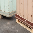 Wooden shop counter with shelf and drawer (L. 190cm)