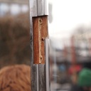 Door in stainless steel with bronze door handles by Jules Wabbes (H. 198 x 53 cm) - Right