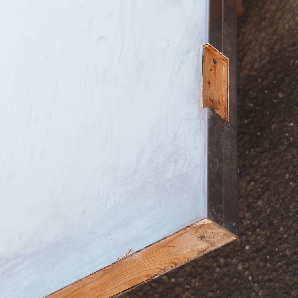 Door in stainless steel with bronze door handles by Jules Wabbes (H. 198,5 x 79 cm) - Left