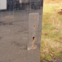 Service door in stainless steel from the Générale de Banque (H. 198 x 53 cm) - Left