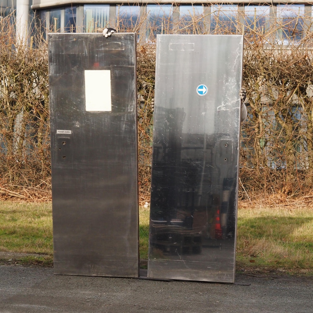 Double door in stainless steel from the Générale de Banque (H. 201,2 x 144,8 cm) - Left