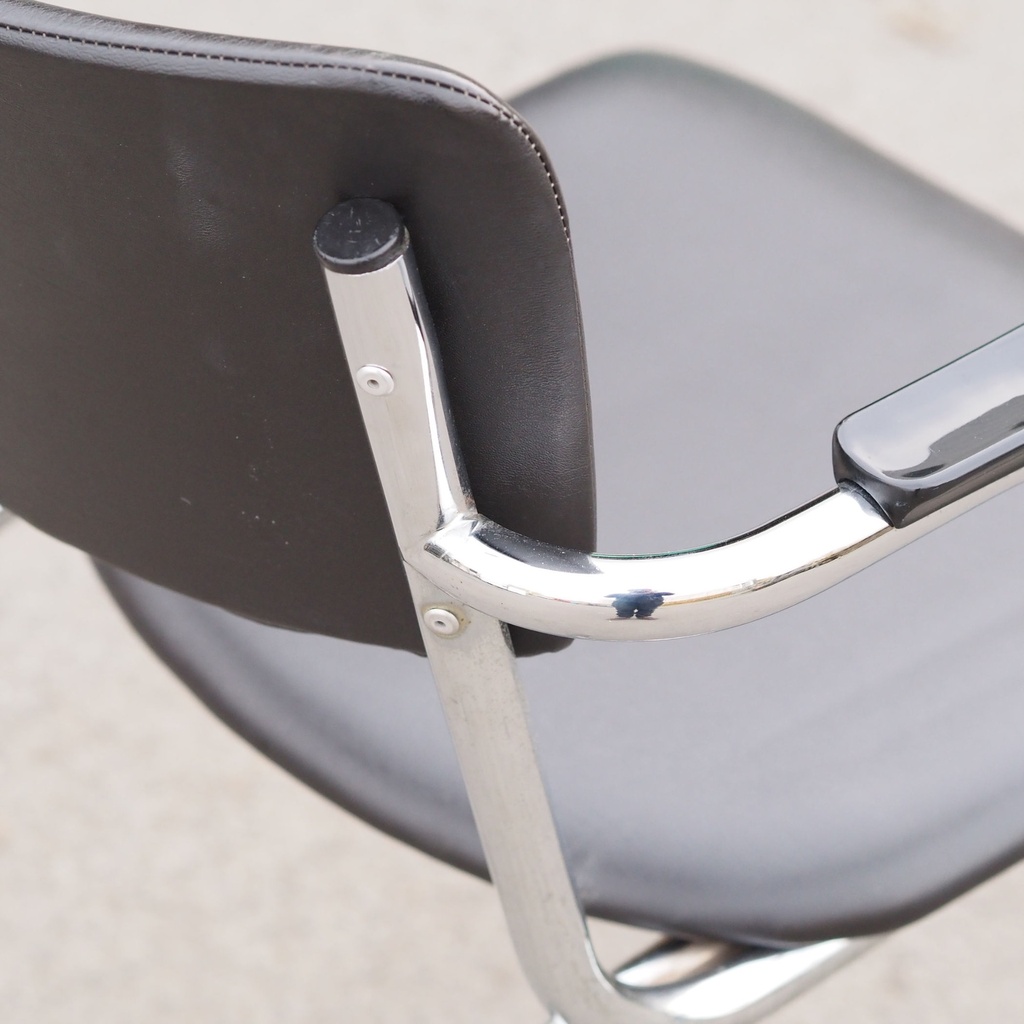 Armchair by Tubax - Black synthetic leather (ca. 1980)