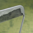 Chair 'Iconique' by Recyclart Fabrik - Raw waxed (Blue seat)