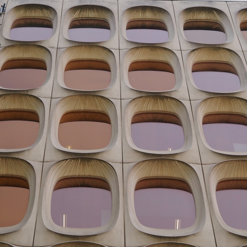 Large glass window from CBR Building by Constantin Brodzki & Marcel Lambrichs (ca. 1970)