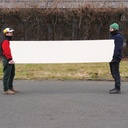 Bevelled mirror with wooden frame (170 x 100 cm)