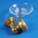Soap holder in clear glass and brass