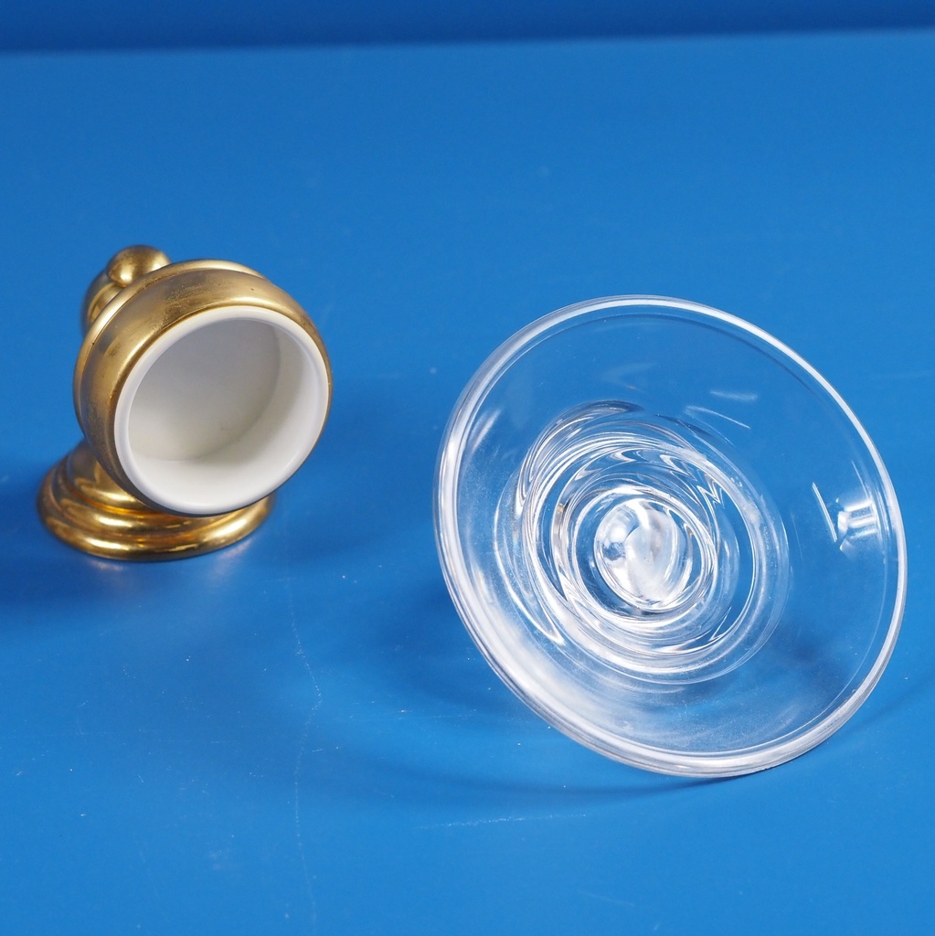 Soap holder in clear glass and brass