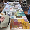 Handpainted glazed terracotta tile from the workshop of Agnès Emery (various sizes) - Only available in our physical shop