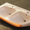 Double bathroom sink in light brown glazed porcelain by Junkers