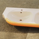 Double bathroom sink in light brown glazed porcelain by Junkers