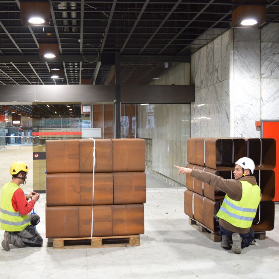 Ceiling modules in corten steel from CCN building (ca. 1974)