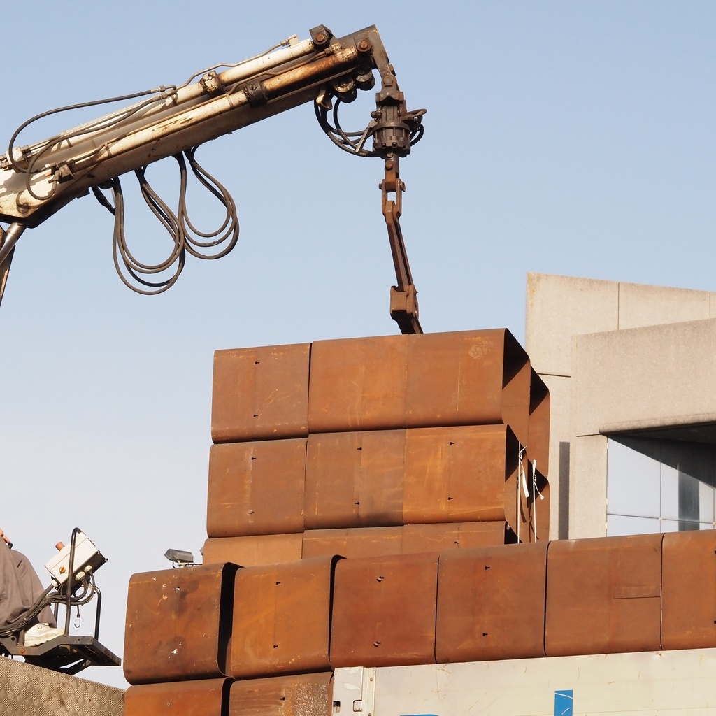 Ceiling module in corten steel from the CCN building by Groupe Structures (ca. 1974)