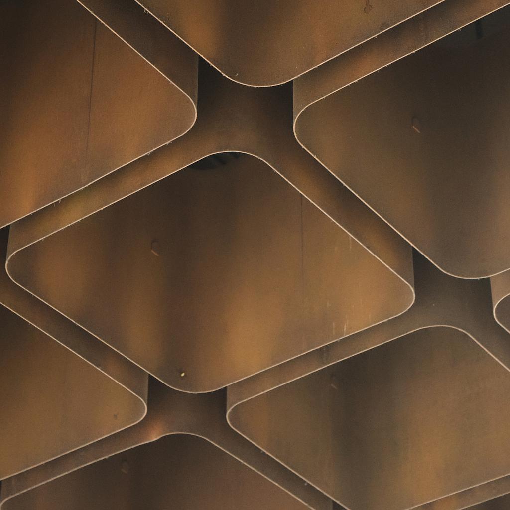 Ceiling module in corten steel from the CCN building by Groupe Structures (ca. 1974)