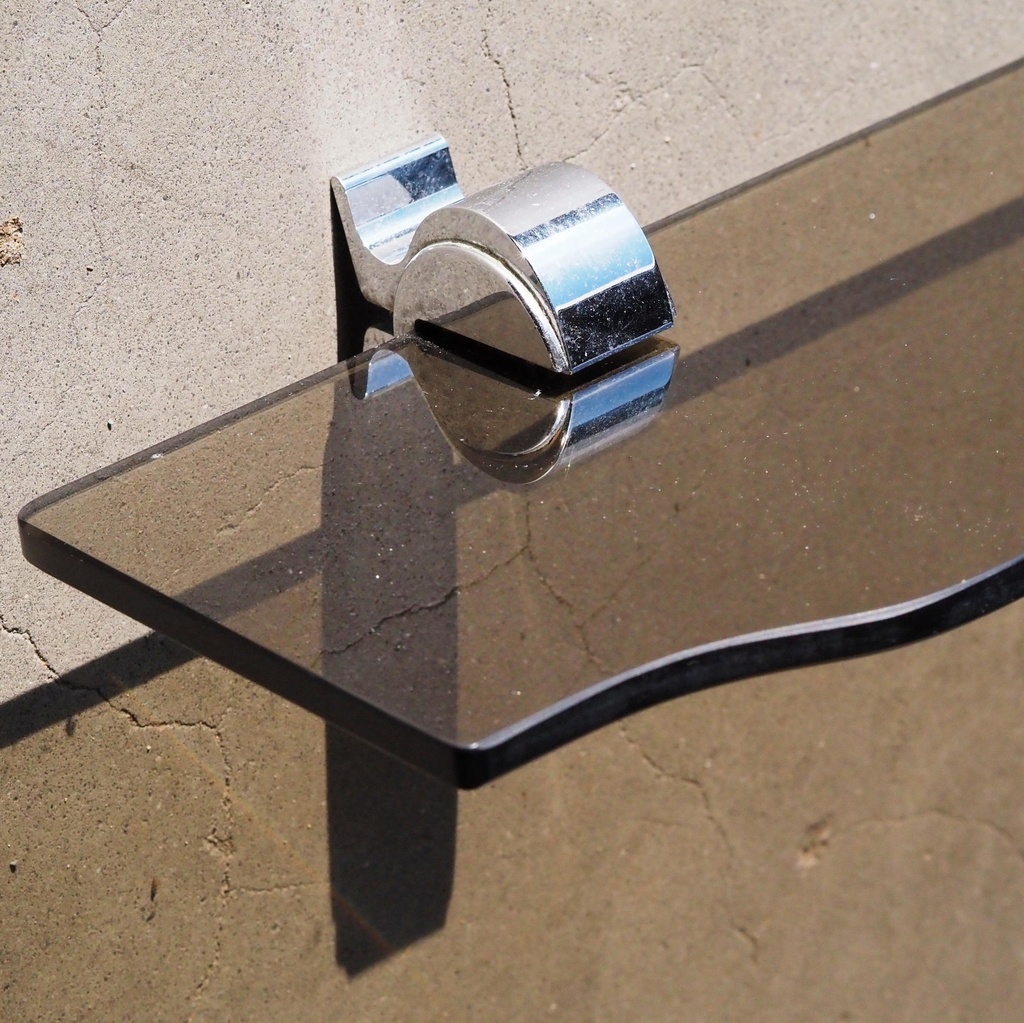 Bathroom shelf by Tubo in smoked tempered glass