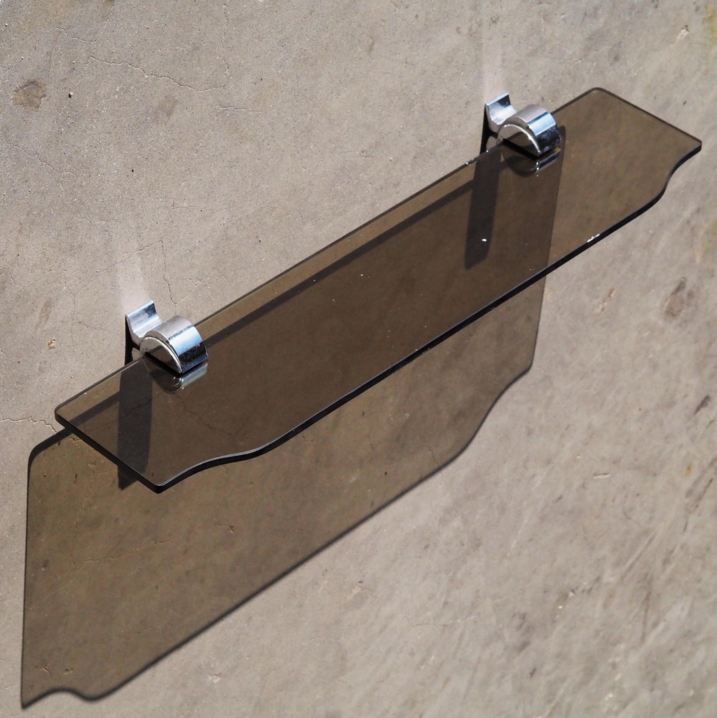 Bathroom shelf by Tubo in smoked tempered glass