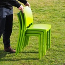Stackable chair in plywood and lacquered steel