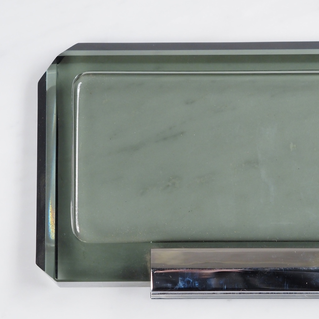 Bathroom wall shelf in smoked pressed glass by Inda (various colors)