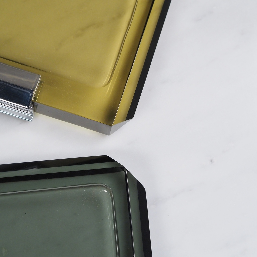 Bathroom wall shelf in smoked pressed glass by Inda (various colors)