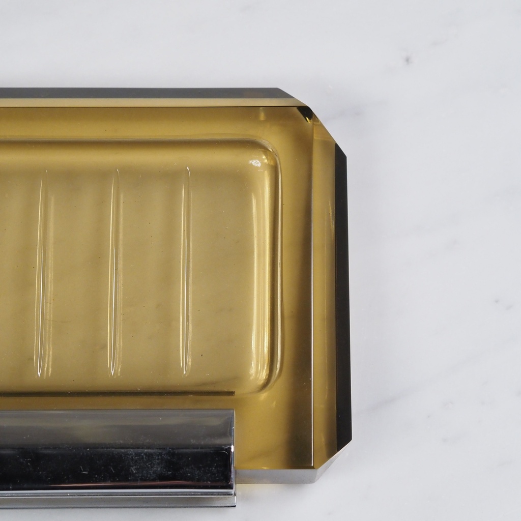 Wall soap holder in smoked pressed glass by Inda (various colors)