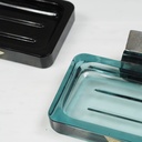 Large wall soap holder in smoked pressed glass by Inda