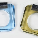 Large wall soap holder in smoked pressed glass by Inda