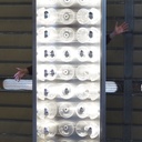 Large curved standing lamp 'Modulo Concavo' by Kimak