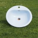 Light blue bathroom sink in ceramic