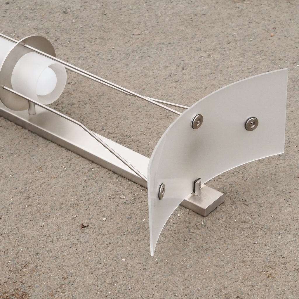 Wall light in stainless steel and frosted glass