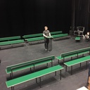 Stackable bench with backrest by Samyra Moumouh