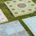 Handpainted glazed terracotta tile from the workshop of Agnès Emery (various sizes) - Only available in our physical shop