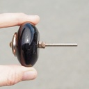 Glass cabinet knob with rosette by Emery&Cie (⌀ 5,5 cm) - Dirty blue