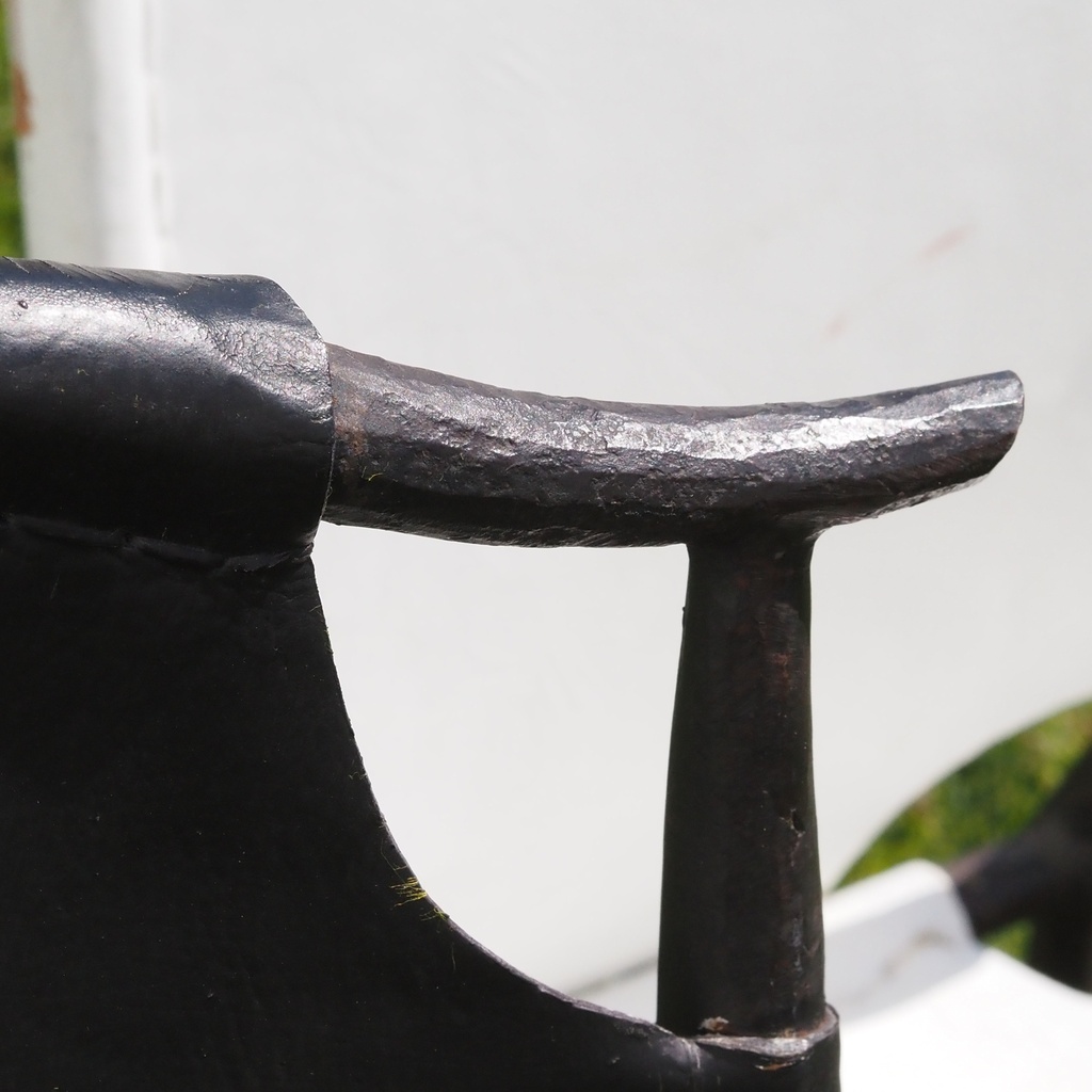 Low chair 'Marcel' in leather and wrought iron by Emery&Cie