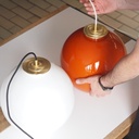 Hanging light 'Oscar' in opaline glass - White