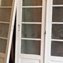 Triple door with transom in painted wood with flemish glass panels (H. 243 cm x W. 210 cm)