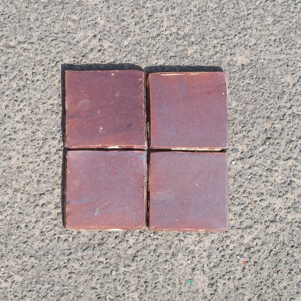 Handmade zellige tile in glazed terracotta by Emery&Cie (12 x 12 cm) - Purple