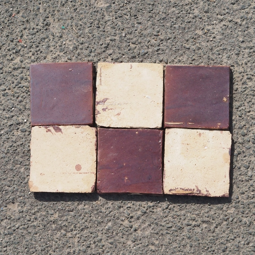Handmade zellige tile in glazed terracotta by Emery&Cie (12 x 12 cm) - Purple