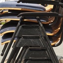 Armchair in varnished curved plywood with blue upholstery
