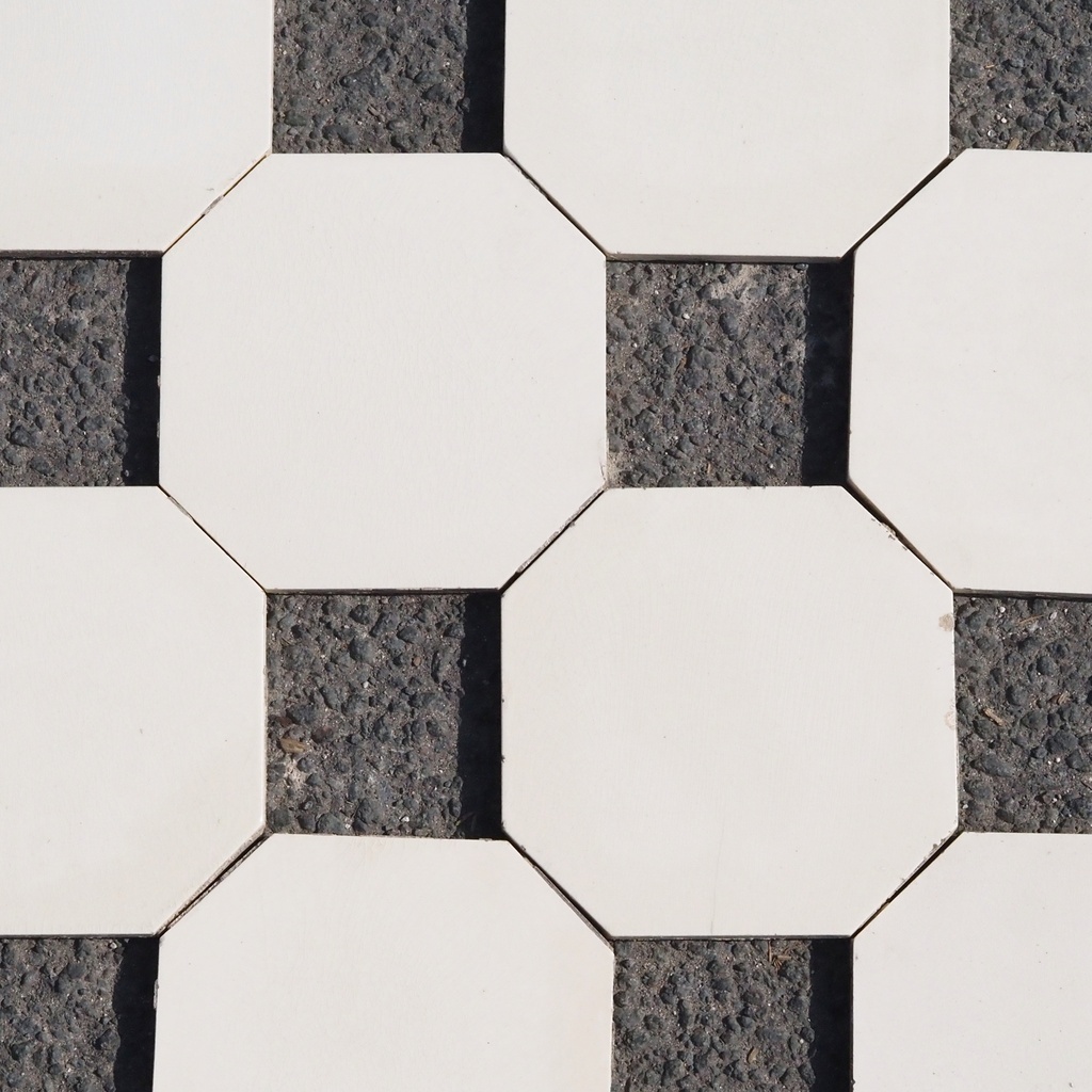 Reclaimed octogonal glazed ceramic tile by 'Boch Freres'
