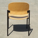 Stackable chair in varnished beech plywood and powder coated steel