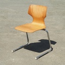Stackable cantilever chair in pagwood and chromed steel by Pagholz