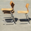 Stackable cantilever chair in pagwood and chromed steel by Pagholz