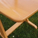 Stackable chair in varnished beech plywood and powder coated steel