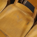 Stackable chair in varnished beech plywood and powder coated steel