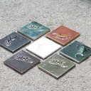 Handpainted glazed terracotta tile from the workshop of Agnès Emery (various sizes) - Only available in our physical shop